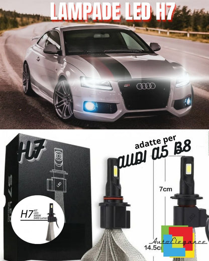 🔥KIT LAMPADE ABBAGLIANTI LED AUDI A5 B8 8T RESTYLING LED H7 6000K 6400 LUMEN🔥