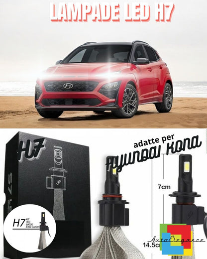 🤩KIT LAMPADE ABBAGLIANTI HYUNDAI KONA LED H7 6000K 6400LUMEN ULTRALUMINOSI🤩