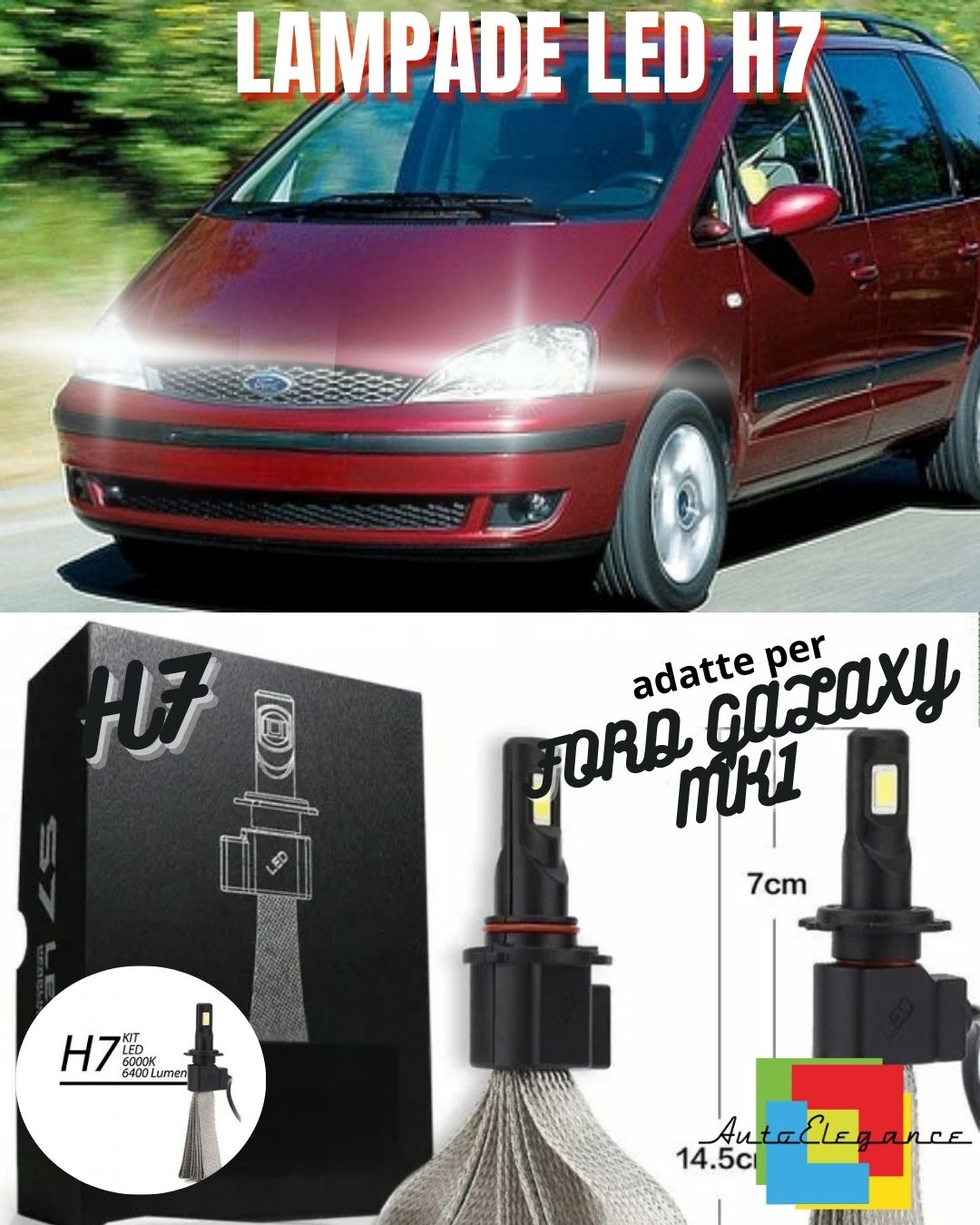 🤩KIT FULL LED FORD GALAXY MK1 LAMPADE H7 FENDINEBBIA 6000K XENO CANBUS🤩