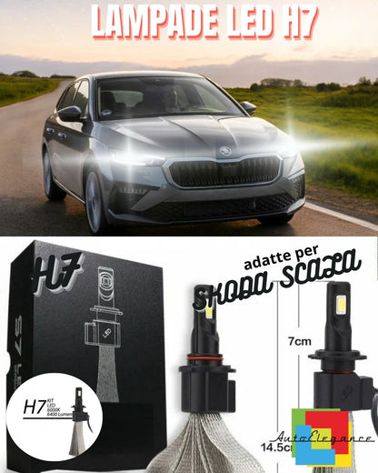 😍KIT LAMPADE ABBAGLIANTI LED SKODA SCALA LED H7 6000K BIANCO 6400 LUMEN😍