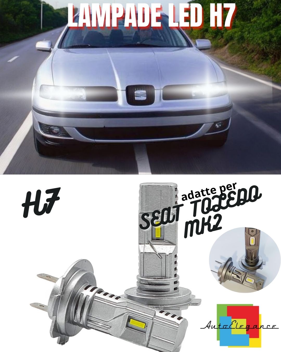 🌟KIT LED H7 PER SEAT TOLEDO MK2 II 6000K BIANCO LUMEN CANBUS ANABBAGLIANTI🌟