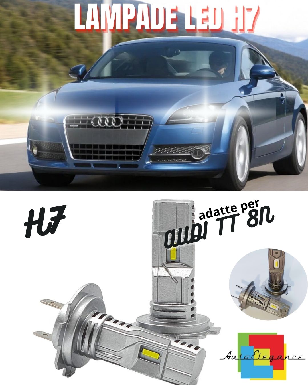 🚀KIT LED H7 ABBAGLIANTI LED AUDI TT 8N LED H7 6000K 7000 LUMEN NO ERROR🚀