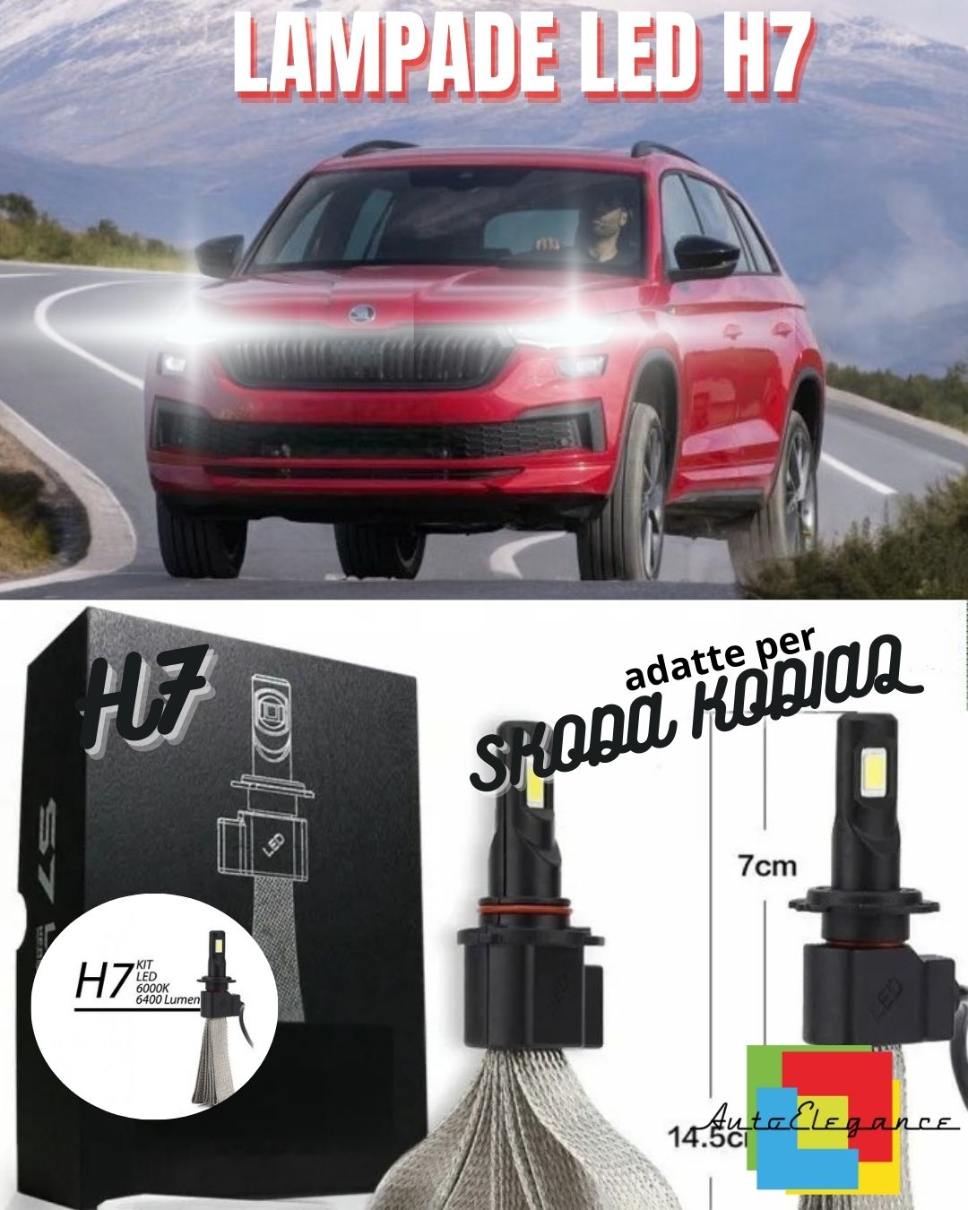 ✨KIT LAMPADE H7 LED ABBAGLIANTI SKODA KODIAQ 6000K BIANCO NO ERROR 6400 LUMEN✨