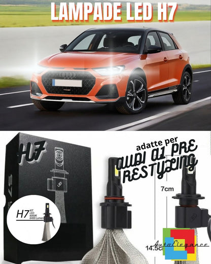 😎KIT LAMPADE ANABBAGLIANTI LED AUDI A1 PRE RESTYLING H7 6000K 6400 LUMEN😎