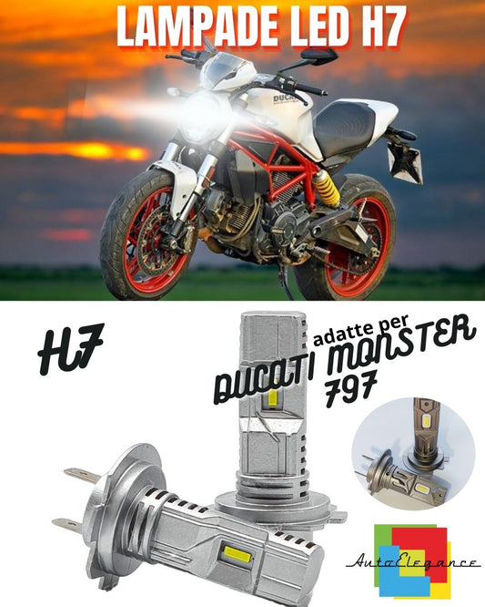 LAMPADA LED H7 6000K CANBUS PER ANABBAGLIANTI DUCATI MONSTER 797 (2019) PLUS