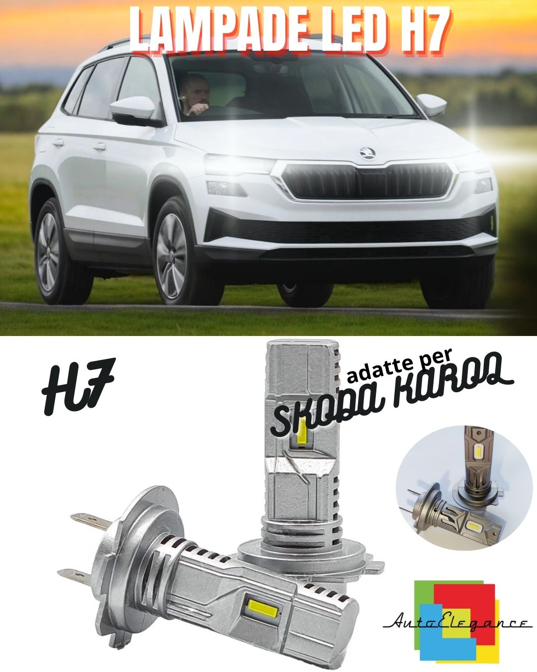 😍H7 LED KIT FOR SKODA KAROQ 6000K WHITE 6000 LUMEN CANBUS LOW BEAM😍