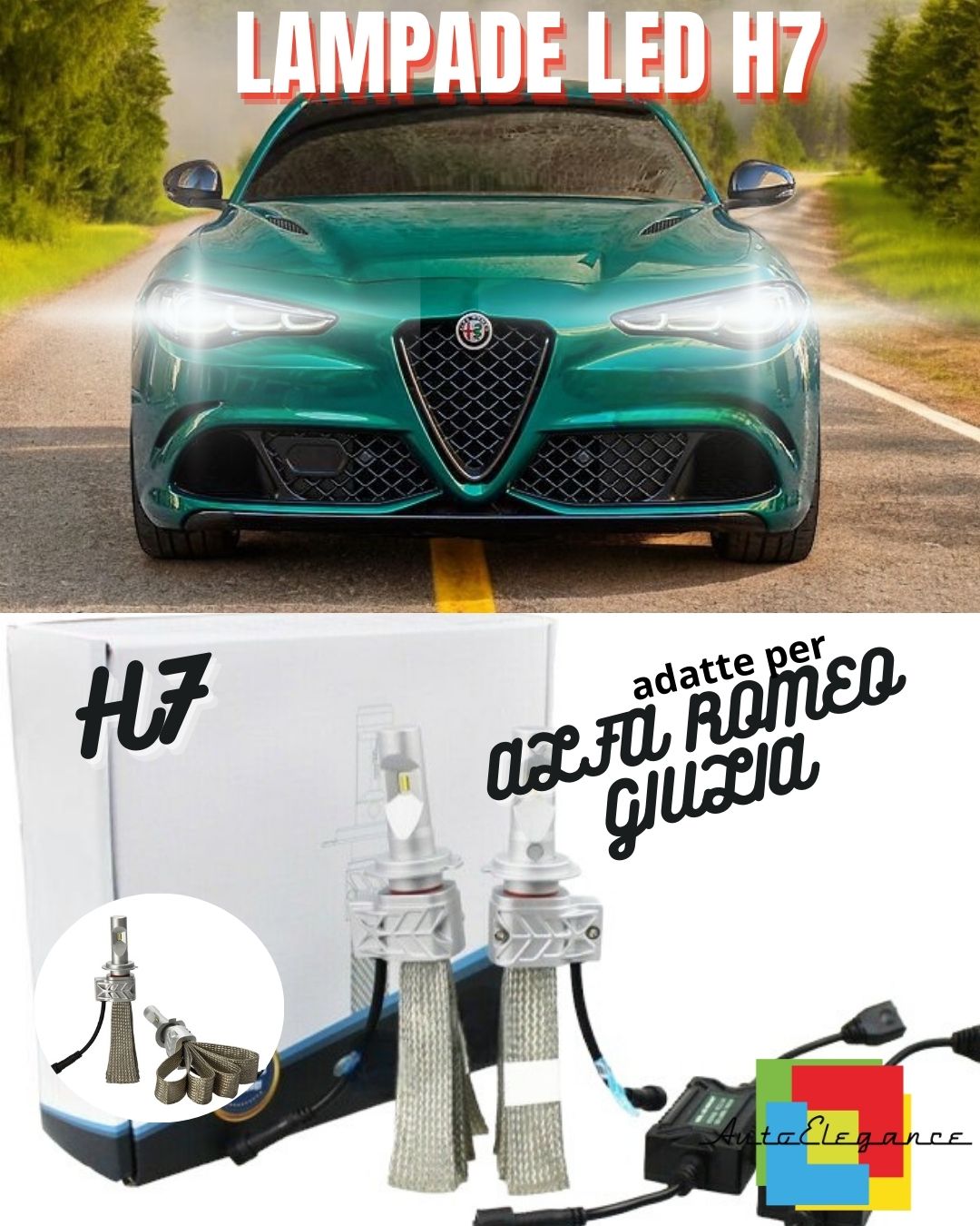 🤩KIT LED H7 6500K FULL CANBUS 8000 LUMEN LED LAMPADE PER ALFA ROMEO GIULIA🤩