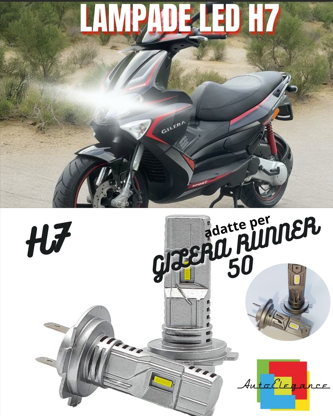 🔥LAMPADA LED H7 6000K CANBUS PER ANABBAGLIANTI GILERA RUNNER 50 (2002) I.E.🔥
