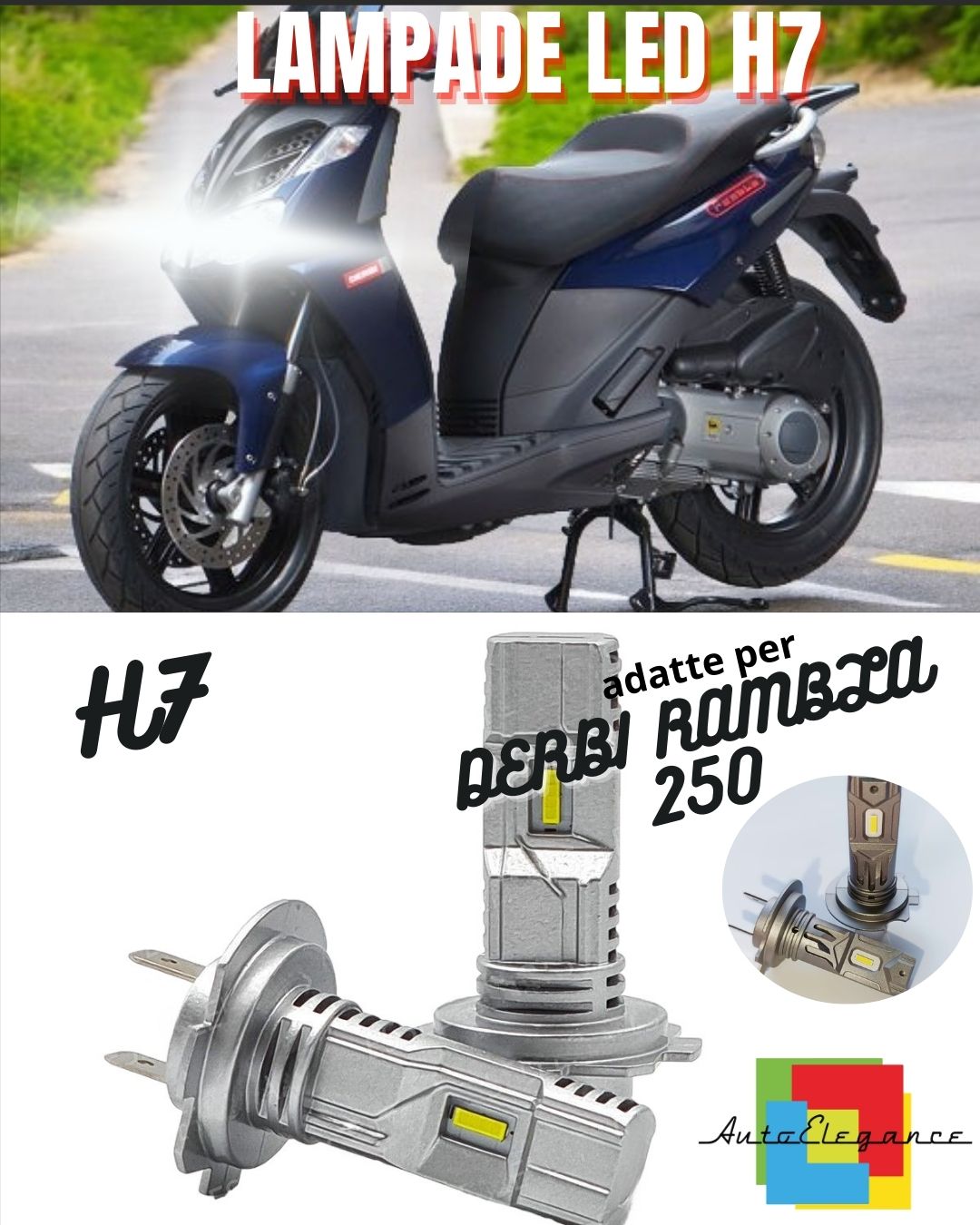 😍LAMPADA LED H7 6000K CANBUS PER ANABBAGLIANTI DERBI RAMBLA 250 (2008-2012)😍