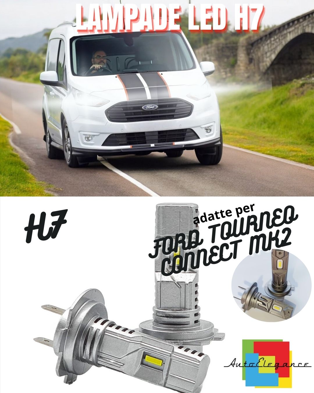KIT LED H7 PER FORD TOURNEO CONNECT MK2 II 6000K 6000 LUMEN CANBUS ANABBAGLIANTI