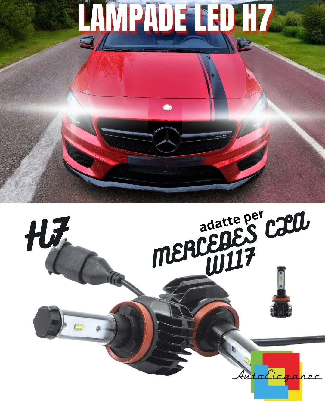 🔥KIT LED H7 6000K CANBUS XENON 9800 LM LUMEN MERCEDES CLA W117 NO ERROR🔥