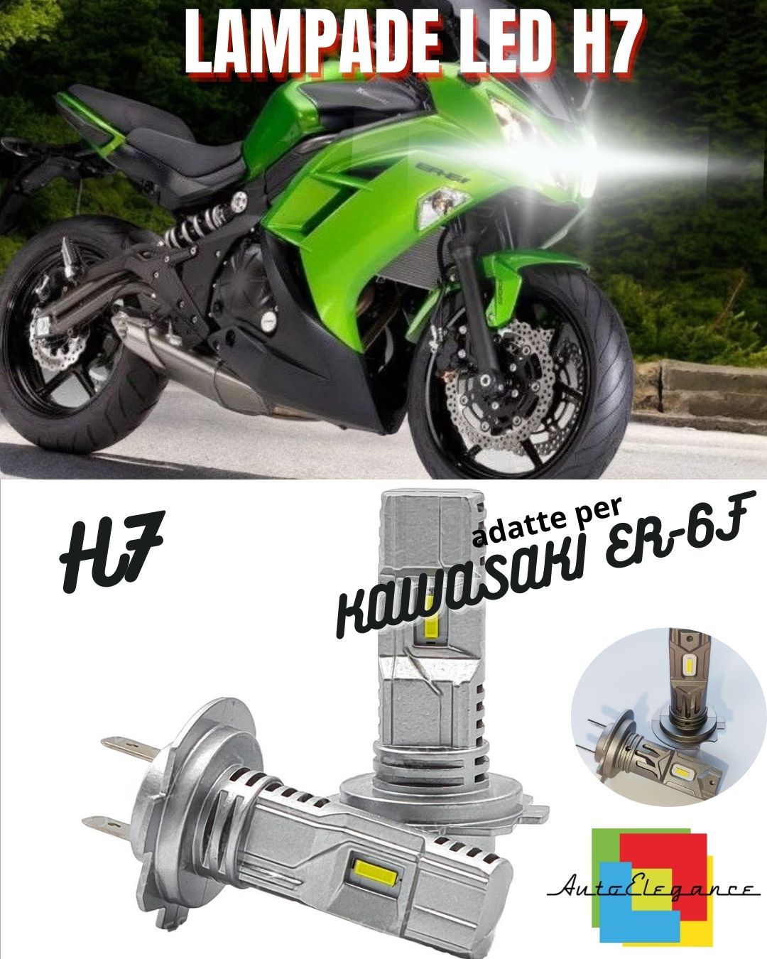 😎LAMPADA LED H7 CANBUS PER ANABBAGLIANTE PER KAWASAKI ER-6F 2012-2016 6000K😎