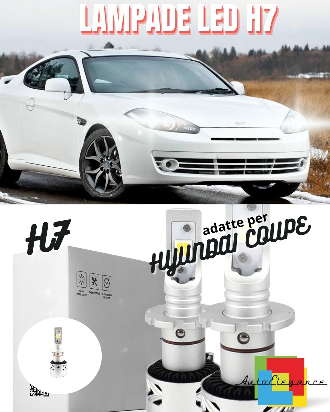 ⚡KIT LED H7 HYUNDAI COUPE 6500K CANBUS 12000 LUMEN MONO LED MONOLED LENTICOLARE⚡
