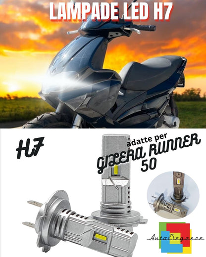 ✨H7 CANBUS LED LAMP FOR HIGH BEAM GILERA RUNNER 50 (2002-2005) PURE JET✨ 