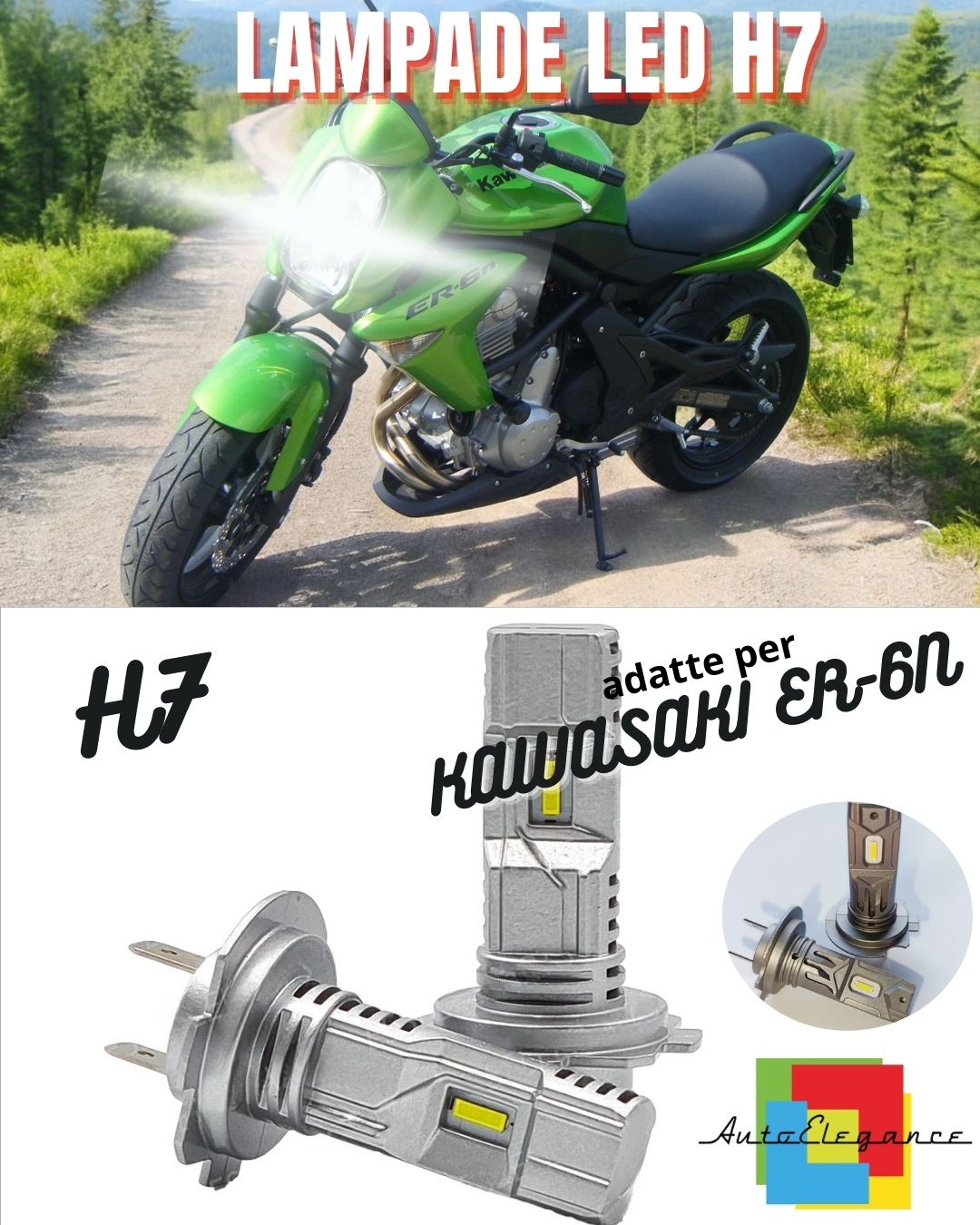 😎LAMPADA LED H7 6000K CANBUS PER ANABBAGLIANTI KAWASAKI ER-6N (2012-2016) ABS😎