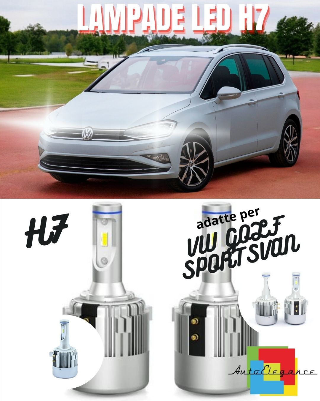 🤩KIT LED H7 VW GOLF SPORTSVAN CANBUS 9800 LUMEN 6000K PLUG AND PLAY ALL IN ONE