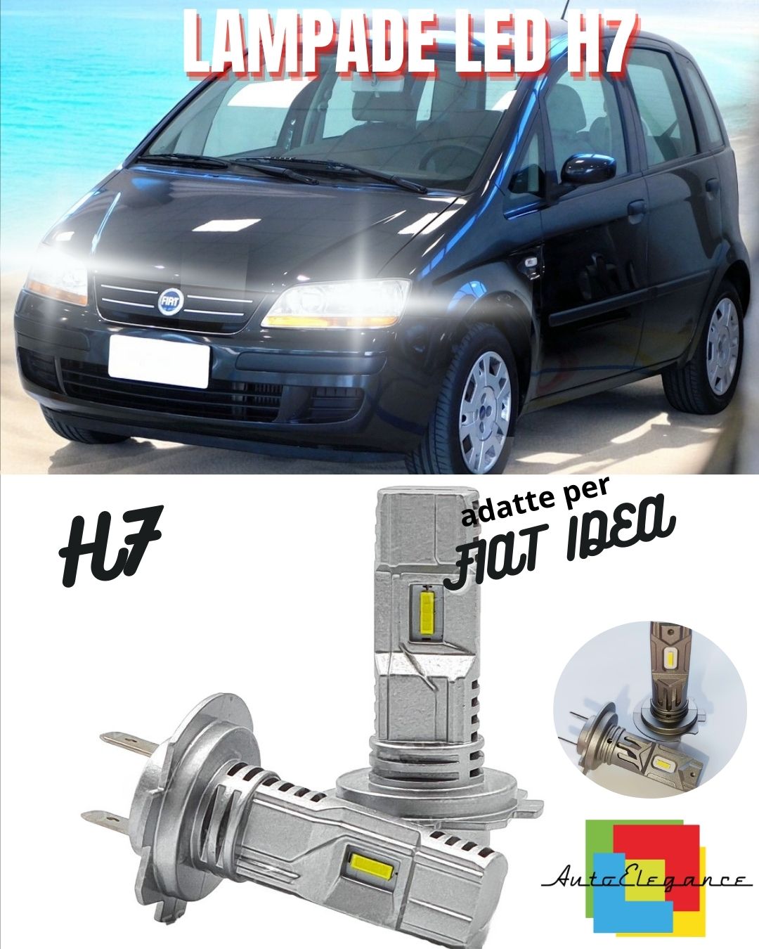 🔥KIT LED H7 FIAT IDEA 6000K BIANCO 6000 LUMEN CANBUS ANABBAGLIANTI🔥