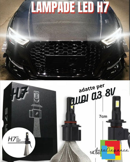 KIT LAMPADE ANABBAGLIANTI LED AUDI A3 8V LED H7 6000K 6400 LUMEN NO ERROR