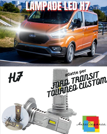 KIT LED H7 PER FORD TRANSIT TOURNEO CUSTOM 6000K 6000 LUMEN CANBUS ANABBAGLIANTI