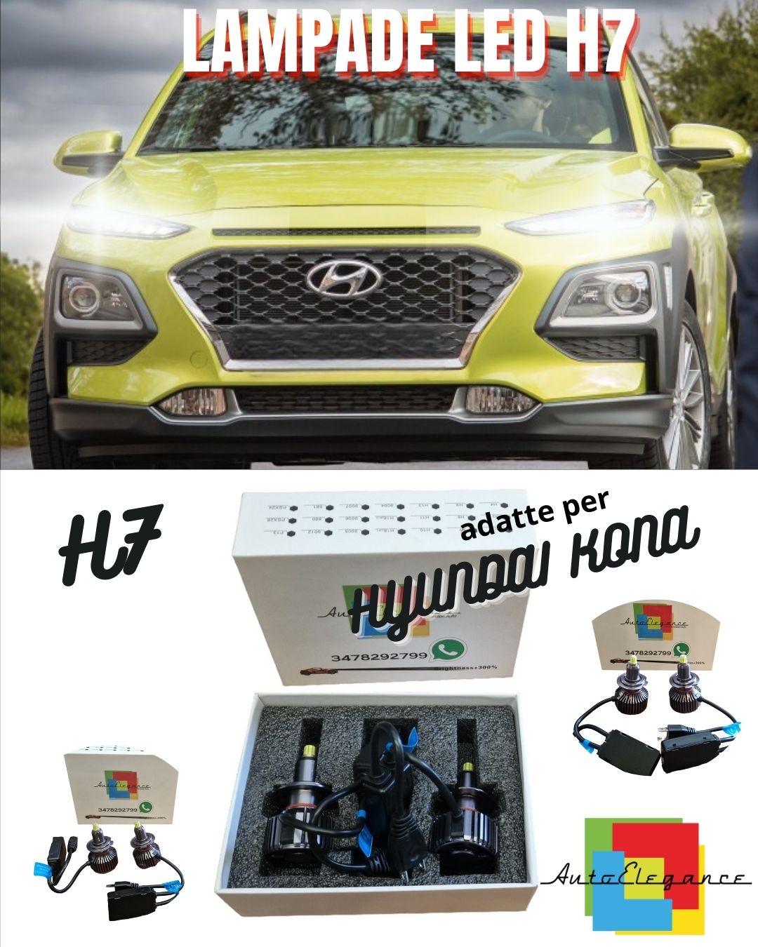 ✨HYUNDAI KONA LED LOW BEAM LAMP KIT LED H7 6000K WHITE NO ERROR✨ 