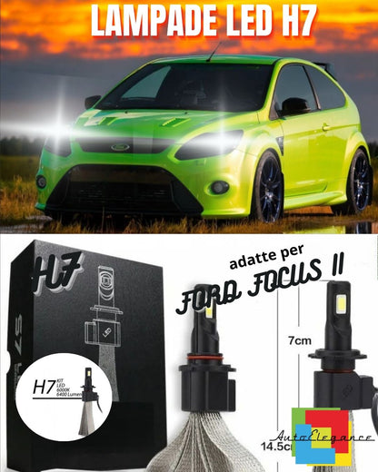 KIT FULL LED FORD FOCUS II LAMPADE H7 6000K XENON BIANCO GHIACCIO NO ERROR