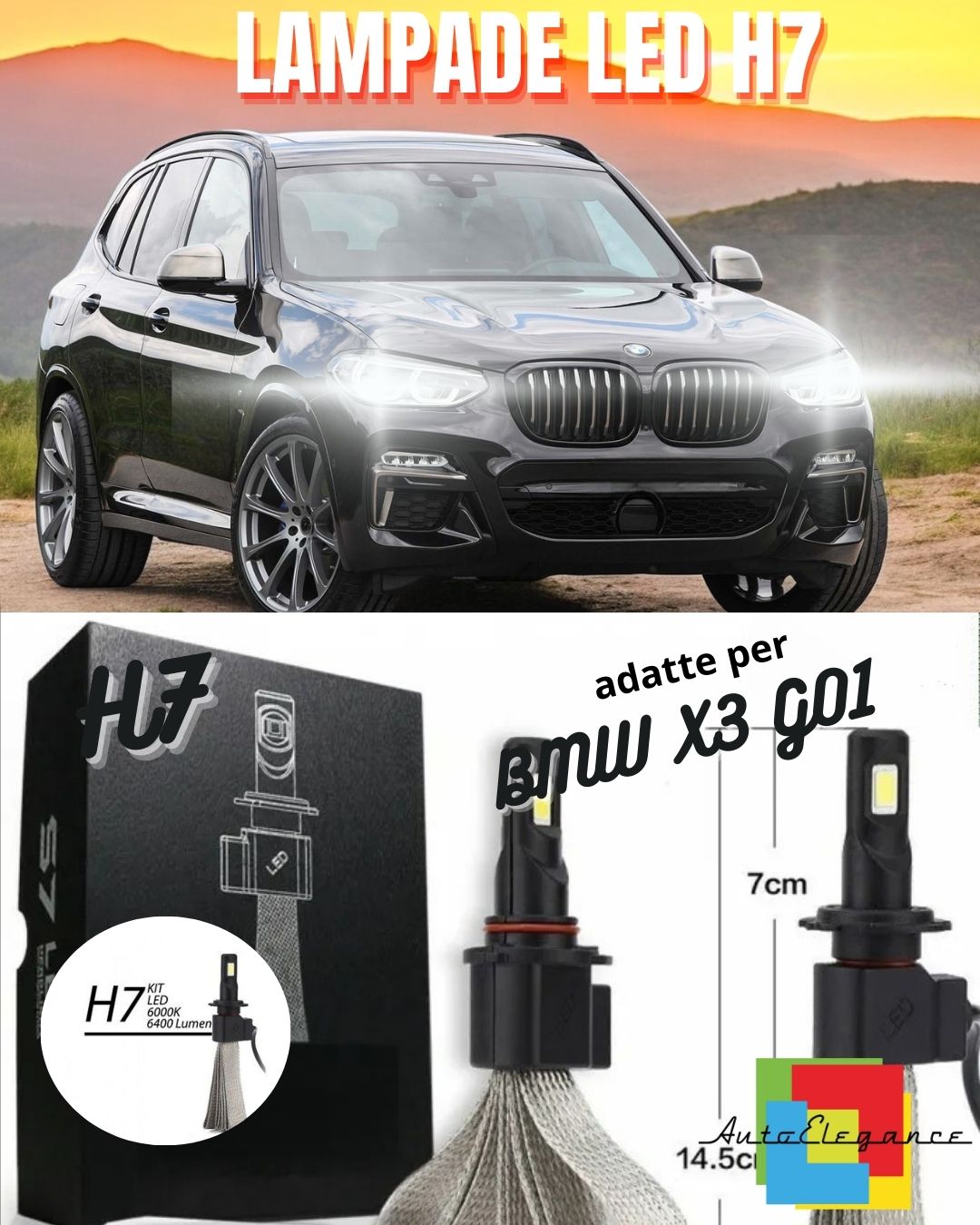 🖤KIT LAMPADE ABBAGLIANTI LED BMW X3 G01 LED H7 6000K 6400 LUMEN NO ERRORE🖤