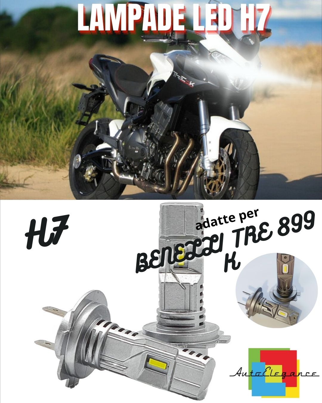 😍H7 LED KIT 6000K DAZZLING 6000 LUMEN BENELLI TRE 899 K 2008-2011 COMPACT😍 