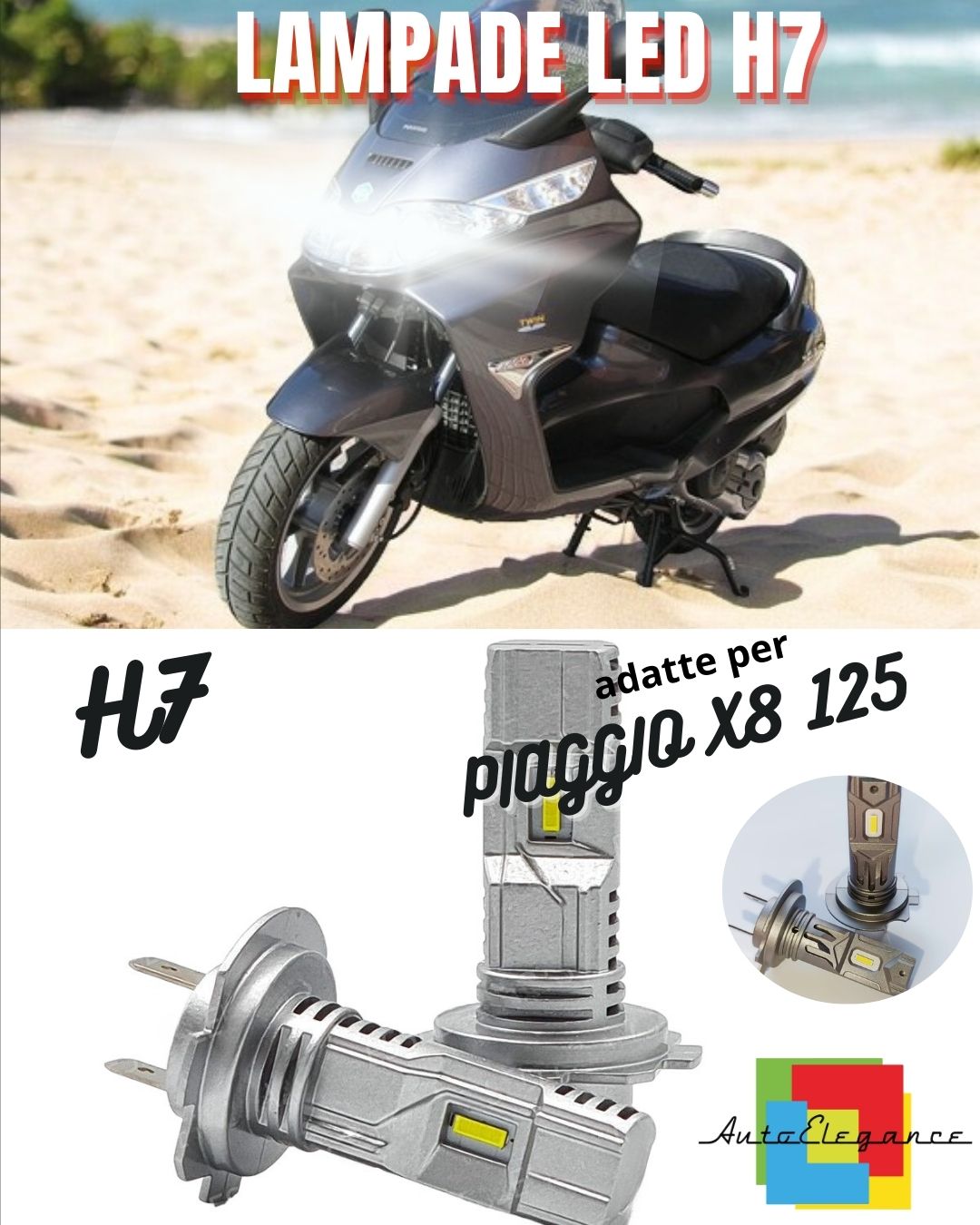 🔥LAMPADA LED H7 6000K CANBUS 3000 LM PER ABBAGLIANTI PIAGGIO X8 125🔥