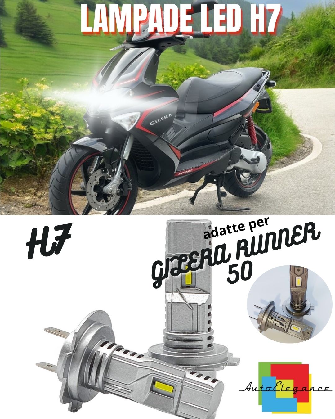 😎H7 6000K CANBUS LED LAMP FOR LOW BEAM GILERA RUNNER 50 (1999-2005) 😎 