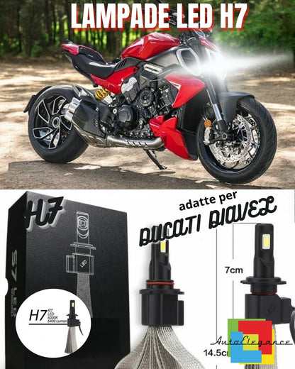 😍KIT LAMPADA LED H7 ANABBAGLIANTE MOTO DUCATI DIAVEL BIANCO 6000K 3200 LUMEN😍