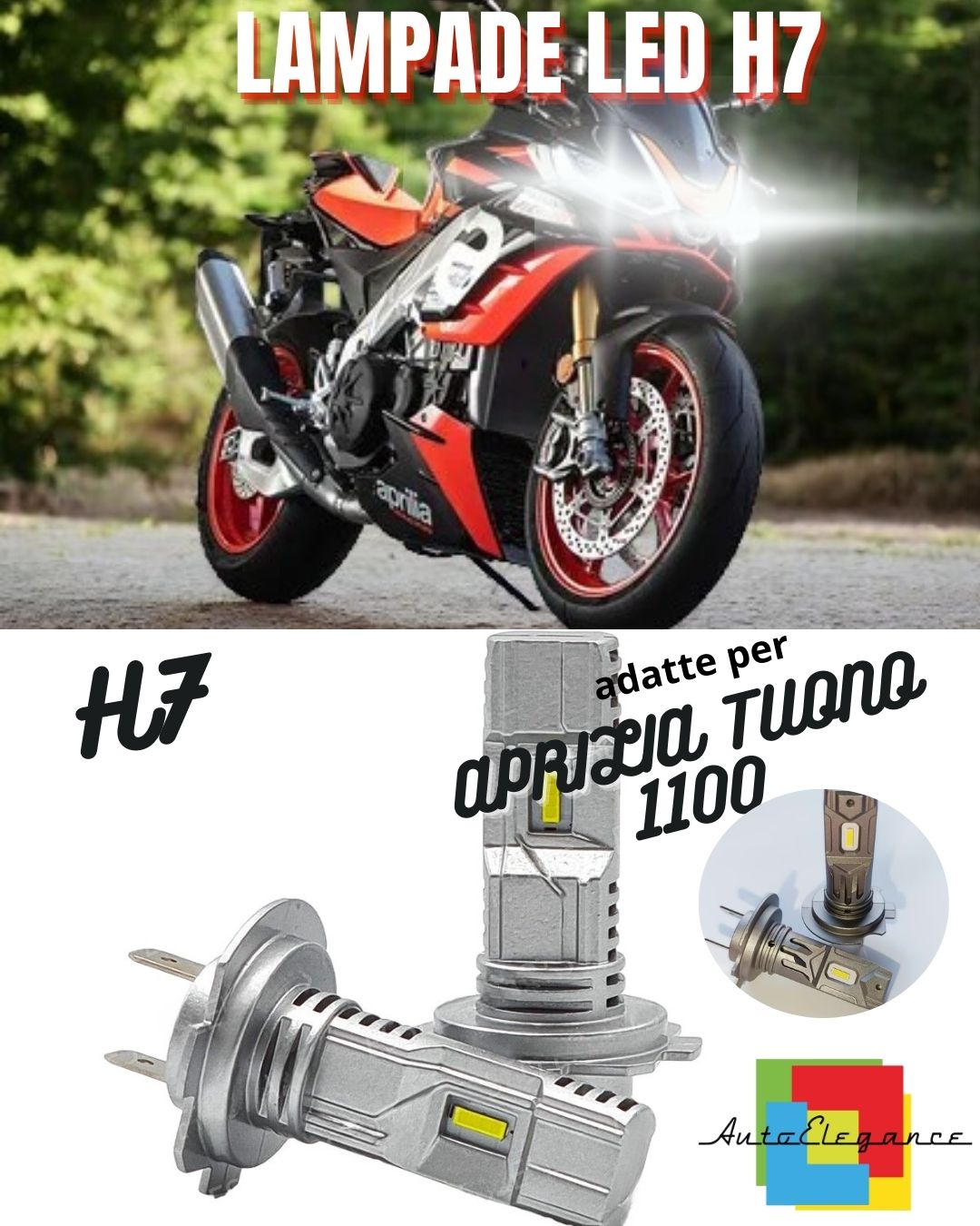 ✨KIT LED H7 6000K BIANCO 6000 LUMEN APRILIA TUONO 1100 2019-2020 V4 RR COMPATTE✨