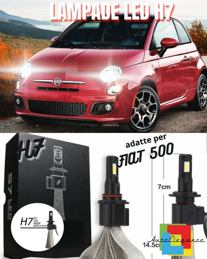 ⭐KIT FULL LED H7 CANBUS 60W FIAT 500 CINQUECENTO 6000K BIANCO GHIACCIO NO ERROR⭐