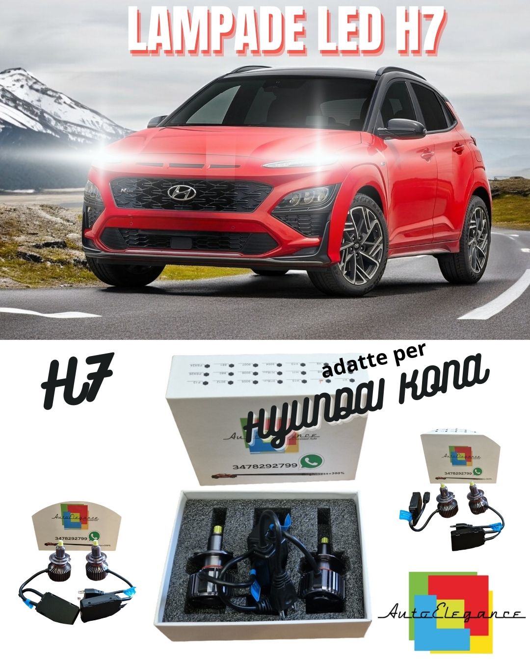🔥KIT LAMPADE ANABBAGLIANTI LED HYUNDAI KONA LED H7 6000K BIANCO NO ERROR🔥