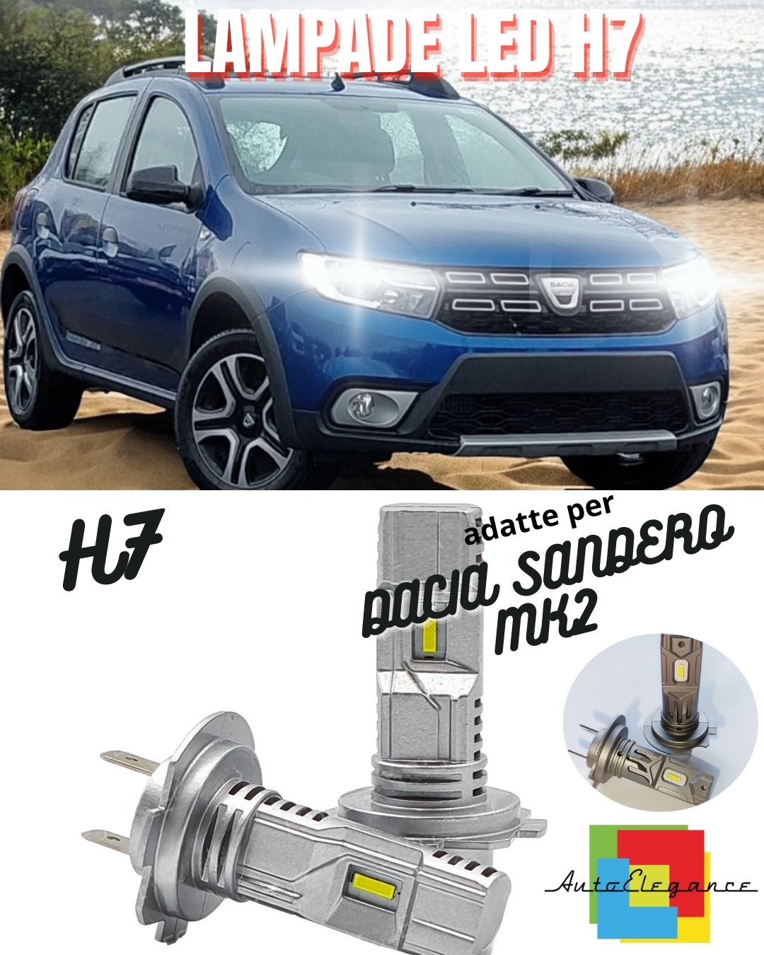 😍H7 LED KIT DACIA SANDERO MK2 II 6000K WHITE 6000 LUMEN CANBUS LOW BEAM😍 