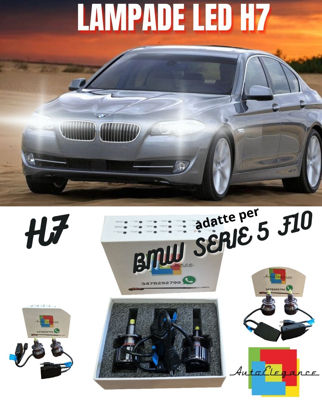 😍KIT FULL LED H7 6000K CANBUS LED PER LENTICOLARI BMW SERIE 5 NO AVARIA😍