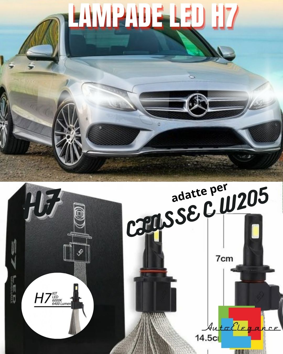 🤍KIT FULL LED MERCEDES CLASSE C W205 LAMPADE LED H7 6000K BIANCO NO ERROR🤍