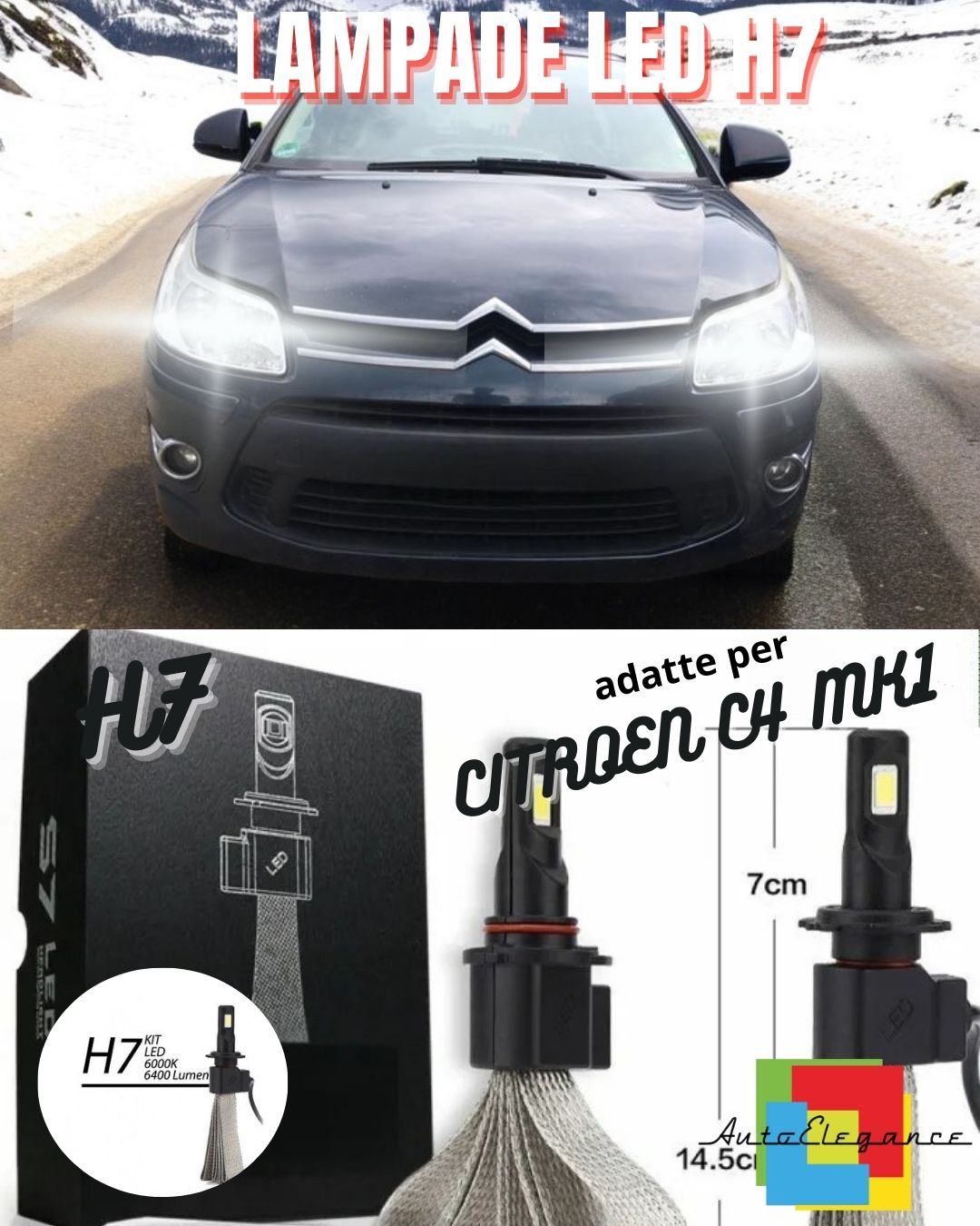 🔥KIT LAMPADE ANABBAGLIANTI LED CITROEN C4 MK1 H7 6000K XENON BIANCO NO ERROR🔥