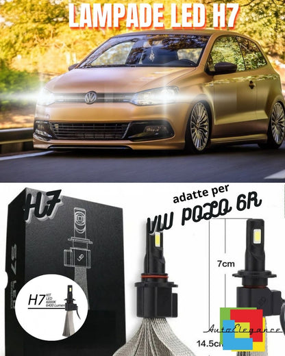 🤎KIT H7 LED CANBUS ANABBAGLIANTI VW POLO 6R 6C + PORTALAMPADE 6000K NO ERROR🤎