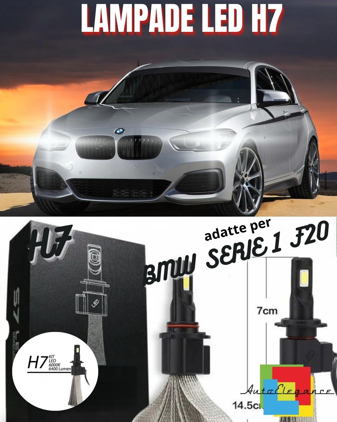 ✨KIT LED H7 LED BMW SERIE 1 F20 F21 RESTYLING 6000K 6400 LUMEN ABBAGLIANTI✨