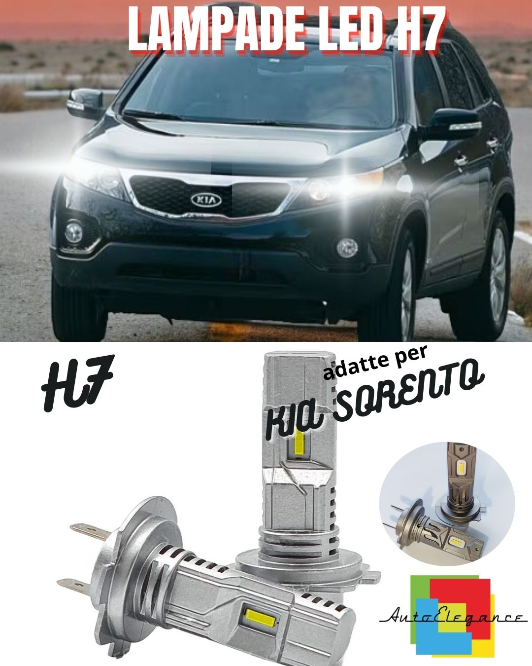 😎KIT LED H7 PER KIA SORENTO 6000K BIANCO 6000 LUMEN CANBUS ANABBAGLIANTI😎