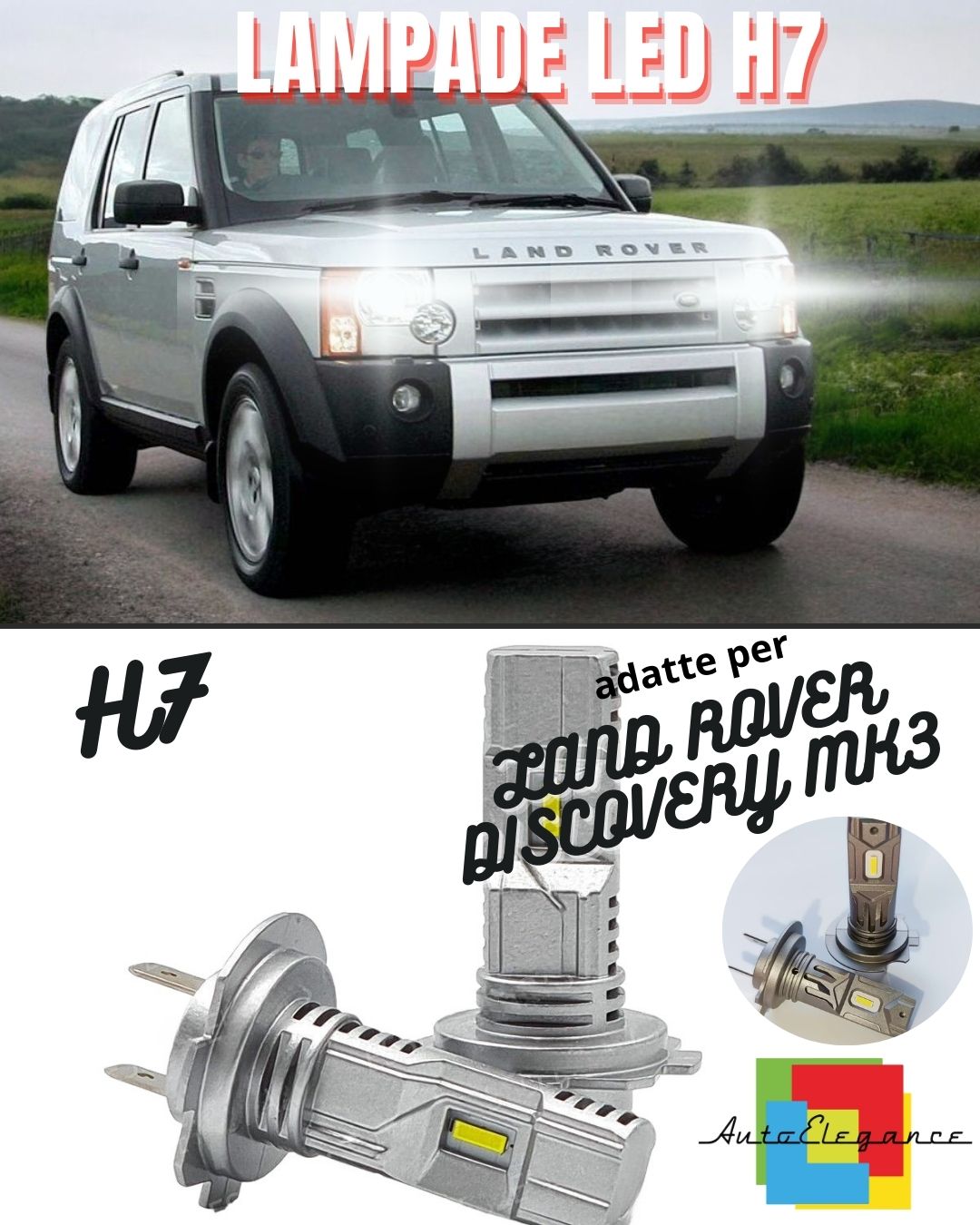 🔥KIT LED H7 LAND ROVER DISCOVERY 3 6000K BIANCO 6000 LUMEN CANBUS ABBAGLIANTI🔥