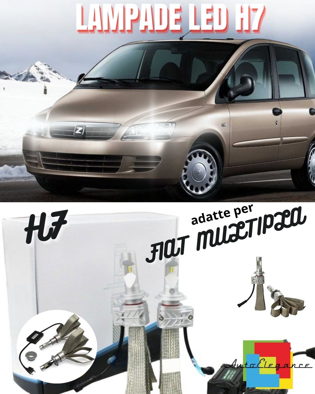 💥KIT LED H7 6500K FULL CANBUS 8000 LUMEN LED LAMPADE PER FIAT MULTIPLA💥