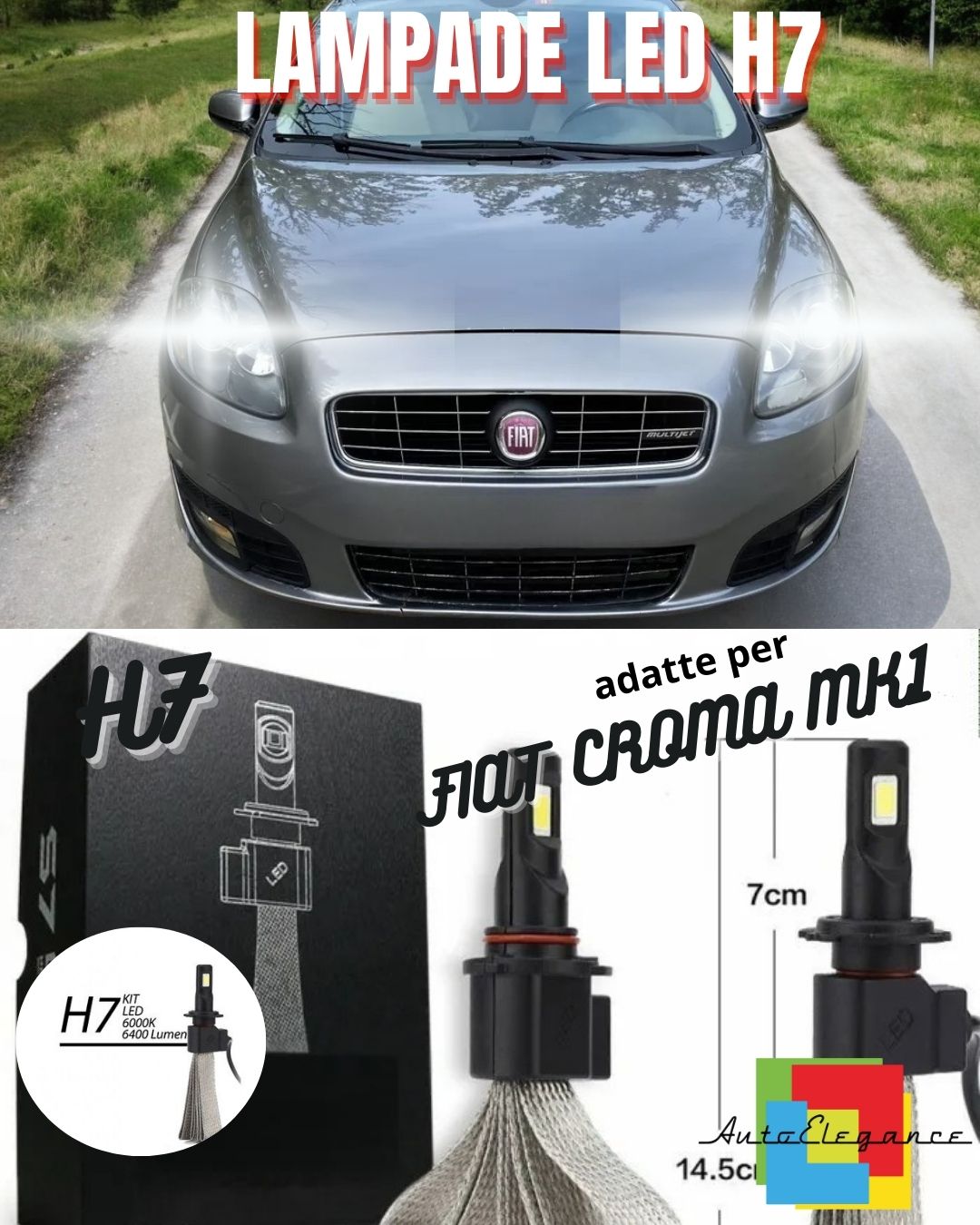 🔥KIT FULL LED FIAT CROMA MK1 LAMPADE LED H7 6000K BIANCO GHIACCIO CANBUS🔥