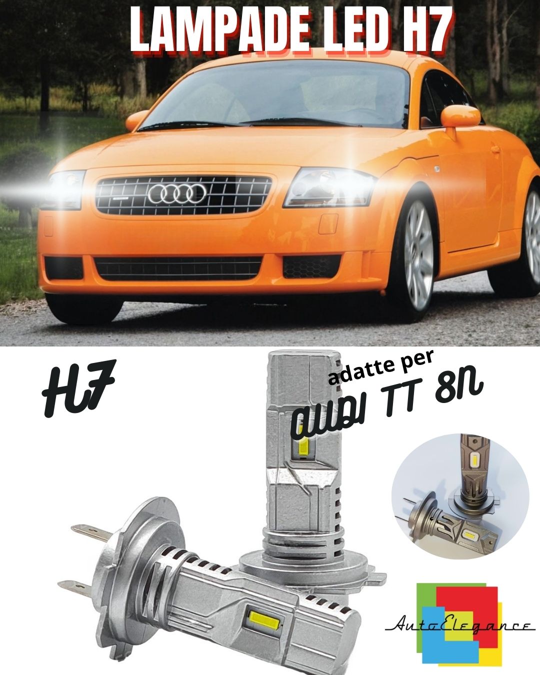 🧡KIT LED H7 ABBAGLIANTI LED AUDI TT 8N LED H7 6000K 7000 LUMEN NO ERROR🧡