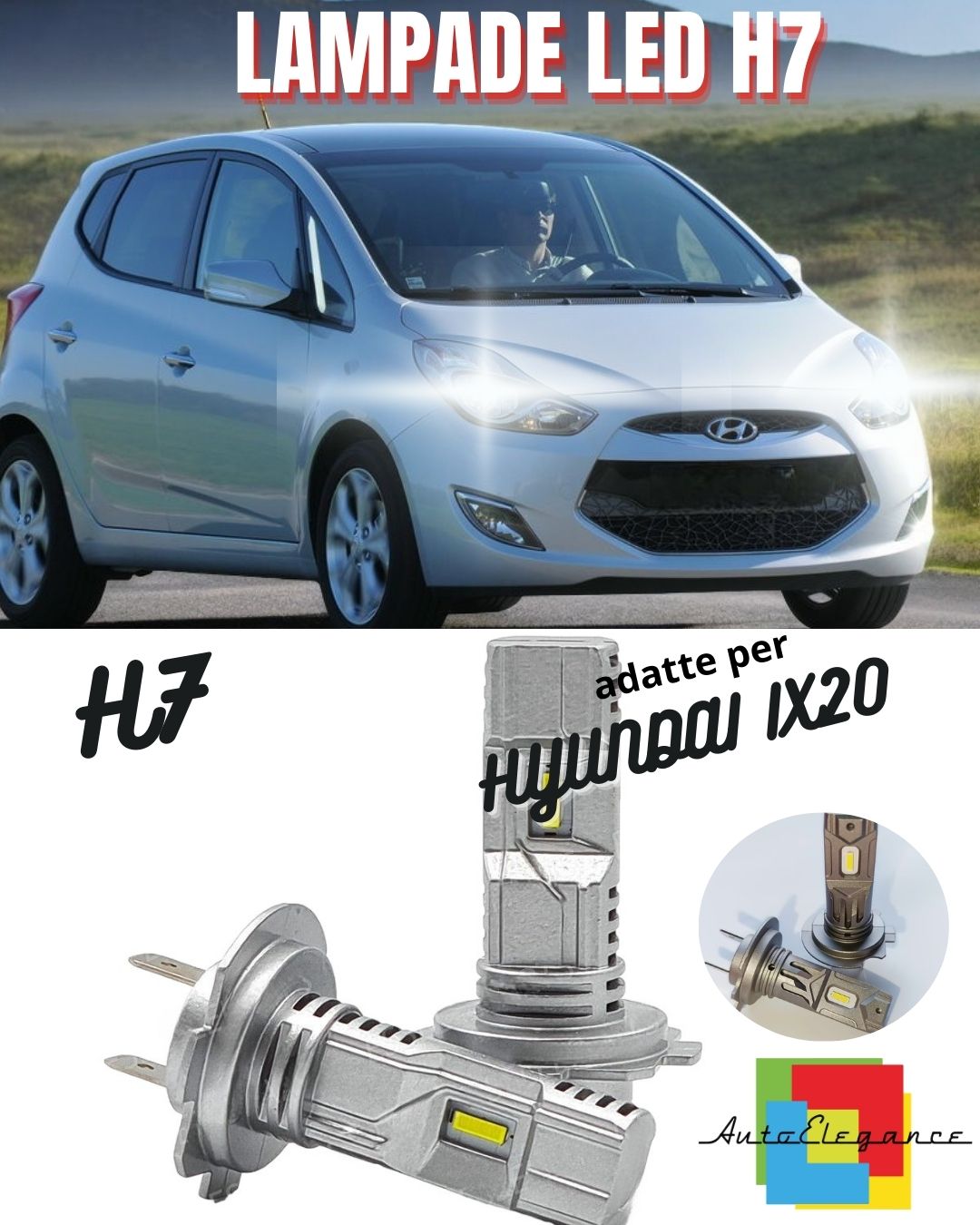 🤩KIT LED H7 PER HYUNDAI IX20 6000K BIANCO 6000 LUMEN CANBUS ABBAGLIANTI🤩