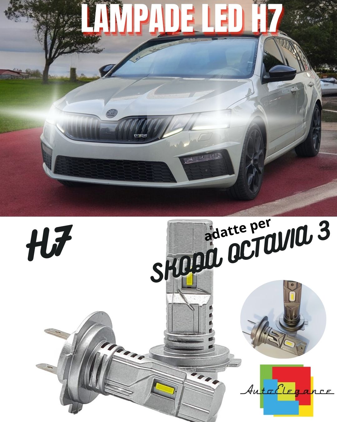 ⭐SKODA OCTAVIA 3 FACELIFT LED HIGH BEAM LAMP KIT H7 6000K 6400 LUMEN CANBUS