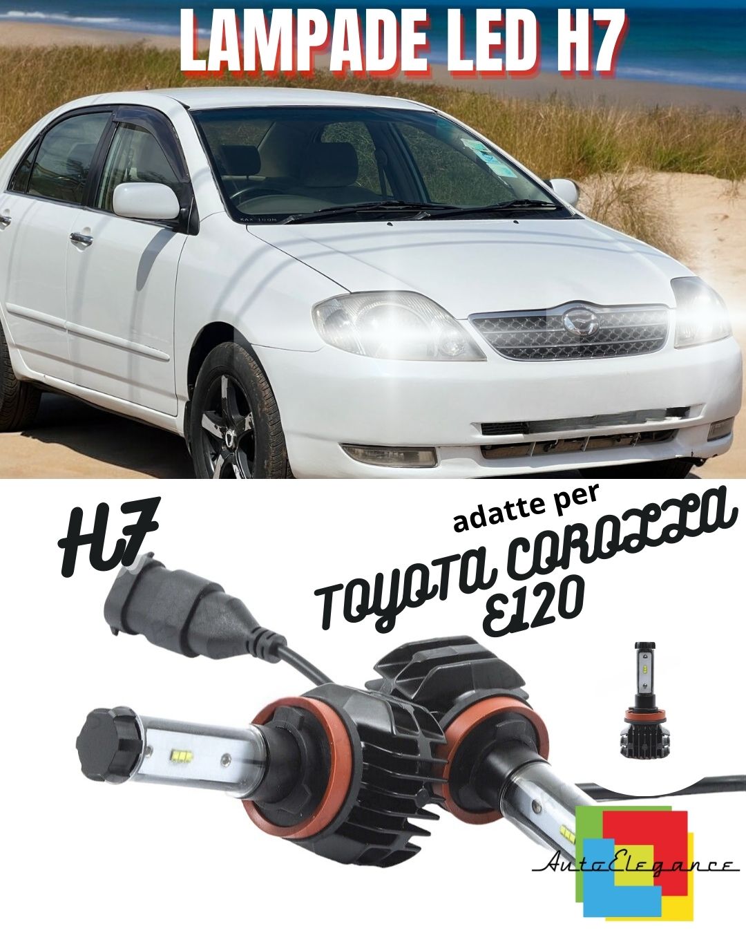 KIT LED H7 6000K CANBUS XENON 9800 LM LUMEN TOYOTA COROLLA E120 NO ERROR