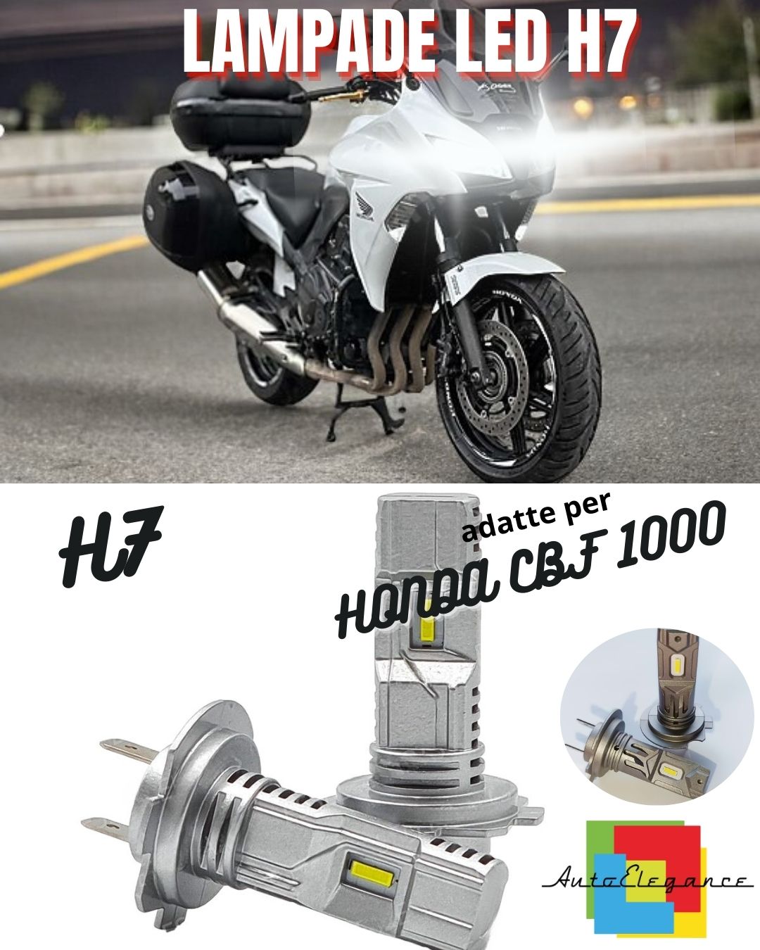 🤍LAMPADA LED H7 6000K CANBUS PER ANABBAGLIANTE PER HONDA CBF 1000 2 Pezzi🤍