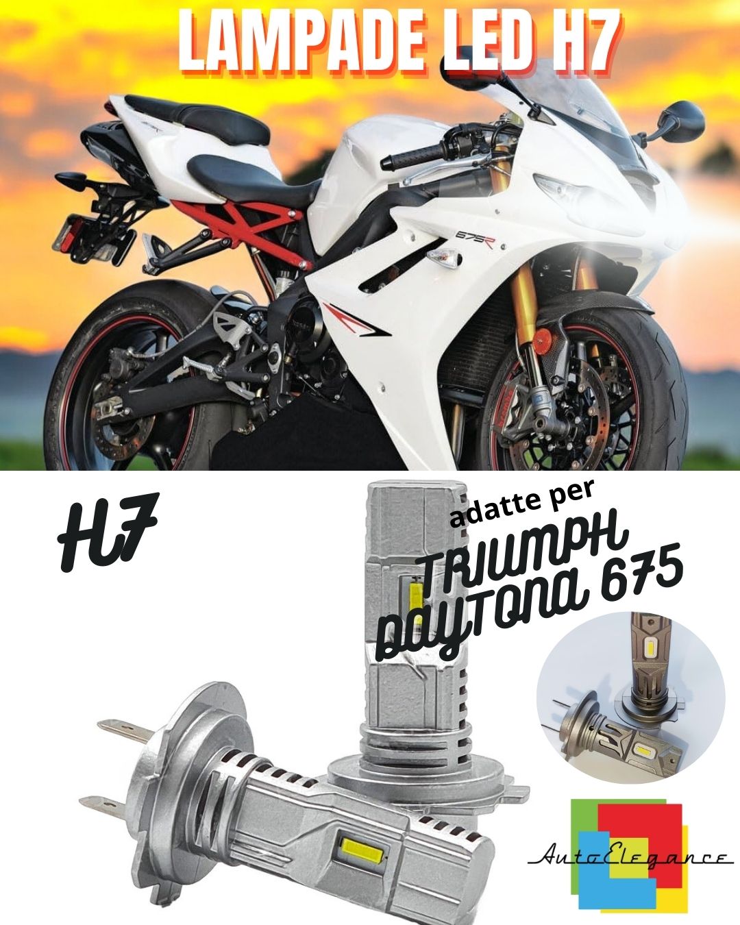 😍LAMPADA LED H7 6000K CANBUS PER ABBAGLIANTI TRIUMPH DAYTONA 675 ABS 2 Pezzi😍
