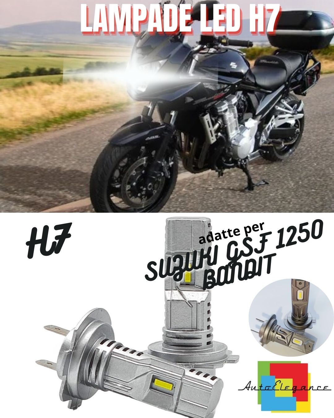 😍H7 6000K CANBUS LED LAMP FOR HIGH BEAM SUZUKI GSF 1250 BANDIT S 2 Pieces😍